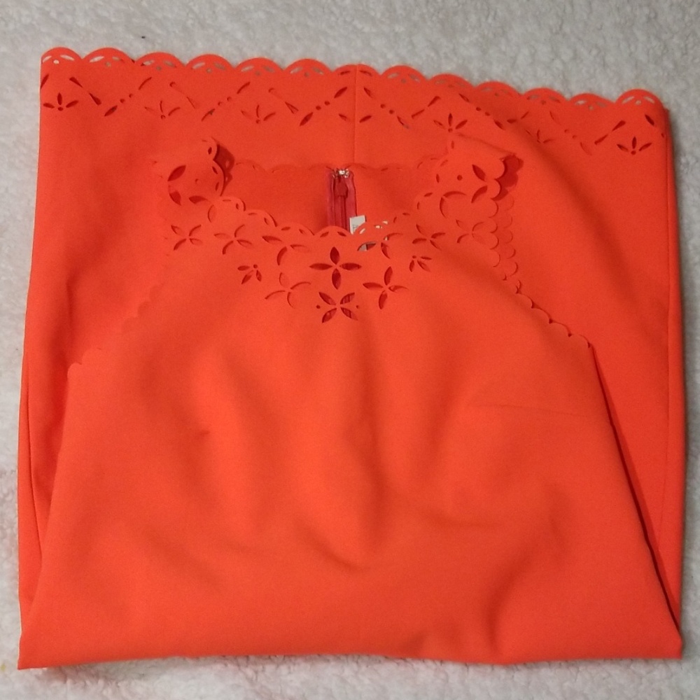 J Crew | Neon orange/pink laser cutout dress